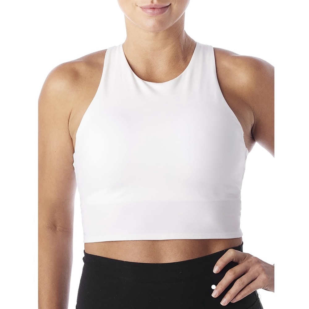 Avia Women's Low Support Trainer Crop Sports Bra in White Medium